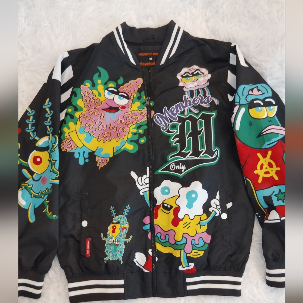 Men's Members Only Nickelodeon SpongeBob Patrick  Varsity Graphic Jacket SZ:S